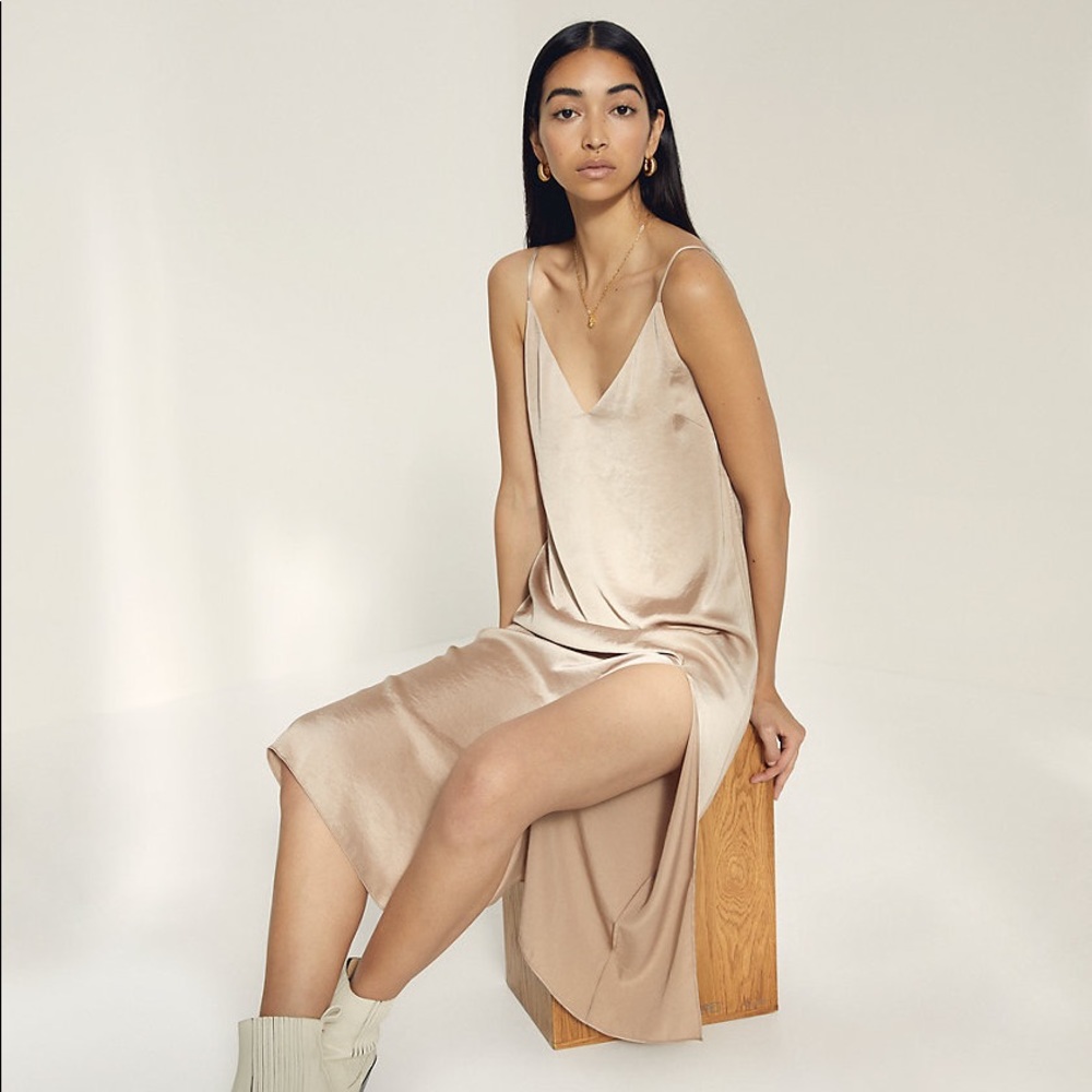 ARITZIA Wilfred Only Slit Slip Dress in Marmont